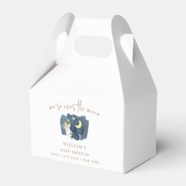 Simple Angel Moon Star Baby Shower  Favor Box (Front Side)