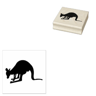Simple Animal Australian kangaroo illustration Rubber Stamp