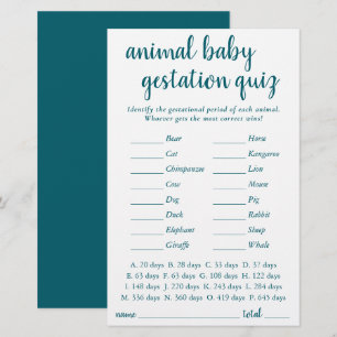 Simple Animal Baby Teal Aqua Gestational Game