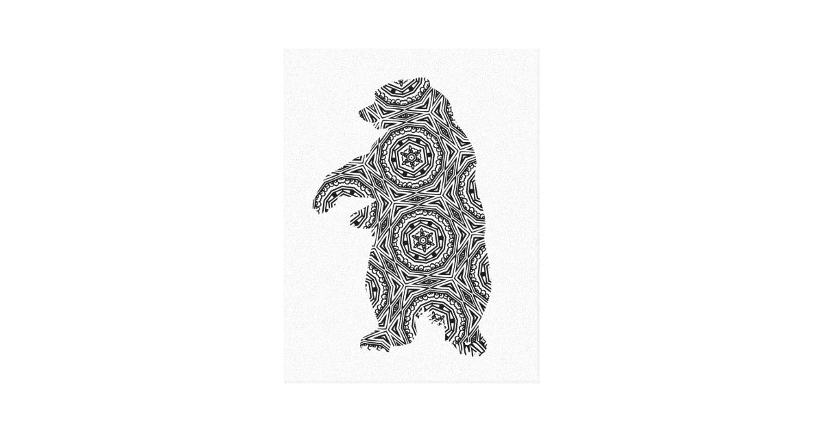 Simple Animal Bear Geometric Coloring Art Canvas Print | Zazzle.ca