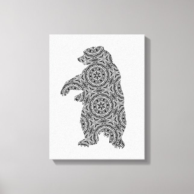 Simple Animal Bear Geometric Coloring Art Canvas Print (Front)