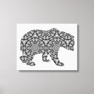 Simple Animal Bear Geometric Colouring Art Canvas Print