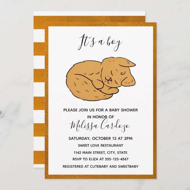 Simple Animal Cartoon Baby Shower Invitation (Front/Back)