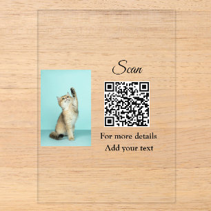 Simple animal name details QR code add text photo  Acrylic Invitations