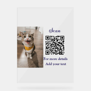 Simple animal name details QR code add text photo  Acrylic Sign