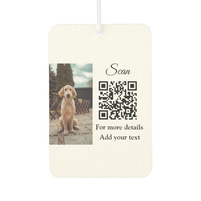 Simple animal name details QR code add text photo  Air Freshener (Front)