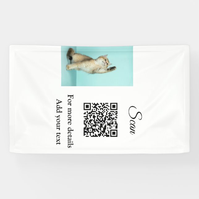 Simple animal name details QR code add text photo  Banner (Horizontal)