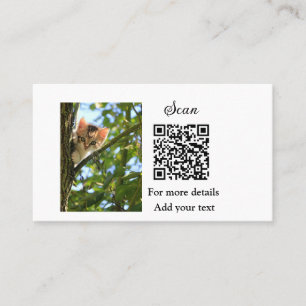 Simple animal name details QR code add text photo Business Card