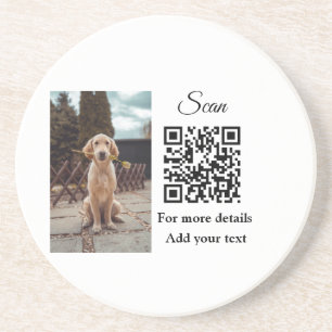 Simple animal name details QR code add text photo  Coaster