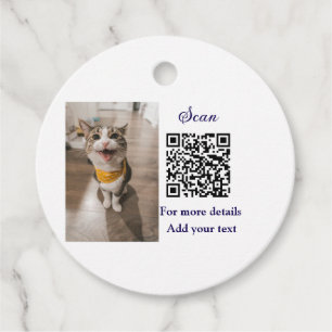 Simple animal name details QR code add text photo  Favour Tags