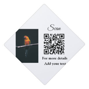 Simple animal name details QR code add text photo Graduation Cap Topper