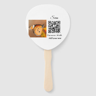 Simple animal name details QR code add text photo Hand Fan