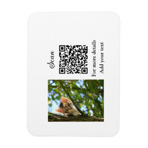 Simple animal name details QR code add text photo  Magnet