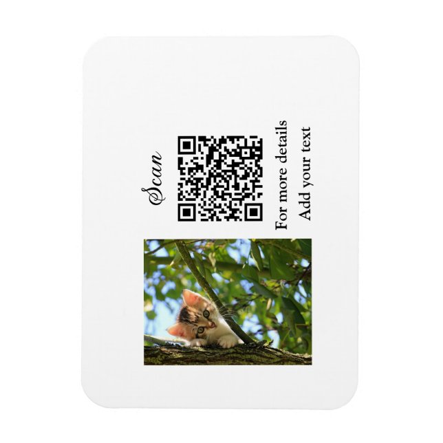 Simple animal name details QR code add text photo  Magnet (Vertical)