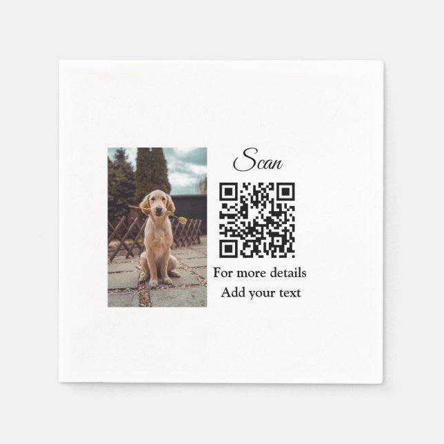 Simple animal name details QR code add text photo  Napkin (Front)