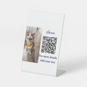 Simple animal name details QR code add text photo Pedestal Sign