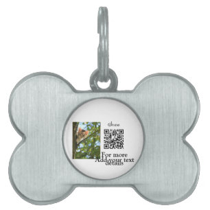 Simple animal name details QR code add text photo  Pet ID Tag