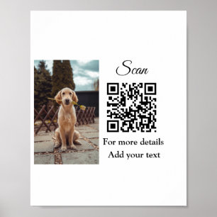 Simple animal name details QR code add text photo Poster