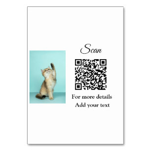 Simple animal name details QR code add text photo Table Number