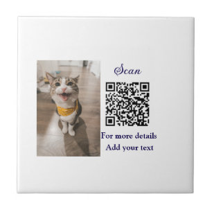Simple animal name details QR code add text photo  Tile