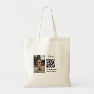 Simple animal name details QR code add text photo  Tote Bag
