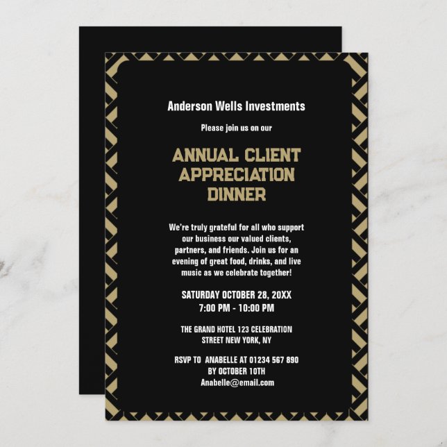 Simple Annual Client Appreciation Dinner Party   Invitation (Front/Back)
