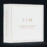 Simple Antique Gold Monogram Elegant Wedding Binder<br><div class="desc">Simple wedding binder featuring a modern yet elegant design with your two letter monogram along with your names and wedding date surrounded by a thin border. All text is in gold, over a white background. The fonts and background colours may be changed to any colours you wish. A chic and...</div>