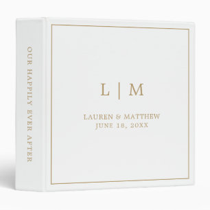 Simple Antique Gold Monogram Elegant Wedding Binder