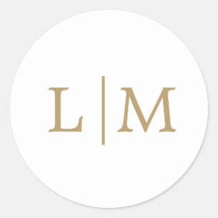 Simple Antique Gold Monogram Elegant Wedding Classic Round Sticker