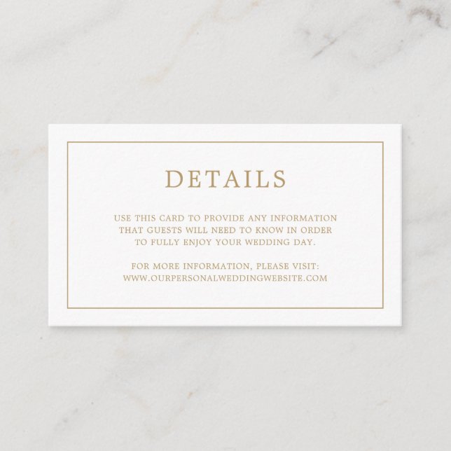 Simple Antique Gold Monogram Elegant Wedding Enclosure Card (Front)