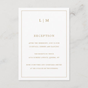 Simple Antique Gold Monogram Elegant Wedding Enclosure Card