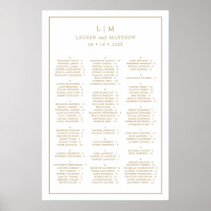 Simple Antique Gold Monogram Wedding Seating Chart