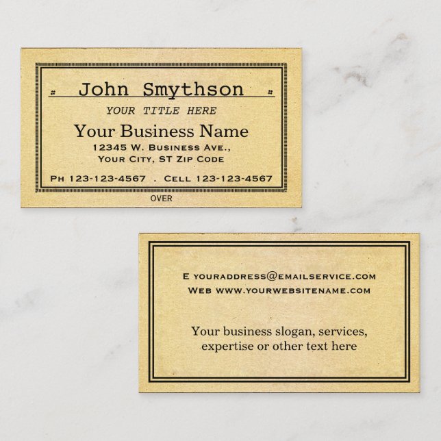 Simple Antique Old Aged Paper Business Card (Front/Back)