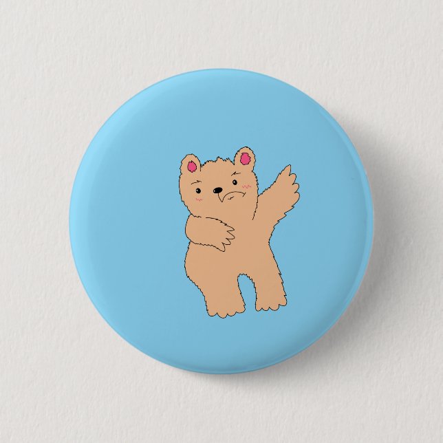 Simple Anxious Bear 2 Inch Round Button (Front)