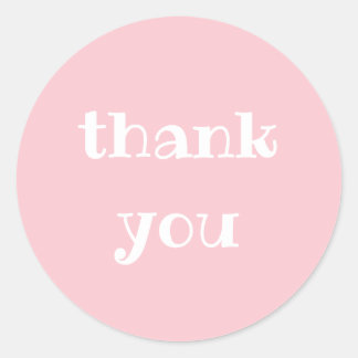 Simple Appreciation Pink & White Thank You Round Classic Round Sticker