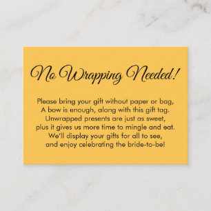 Simple Apricot "No Wrapping Needed" Bridal Shower Enclosure Card