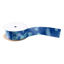 Simple Aqua and Olympic Blue Snowflake Ribbon