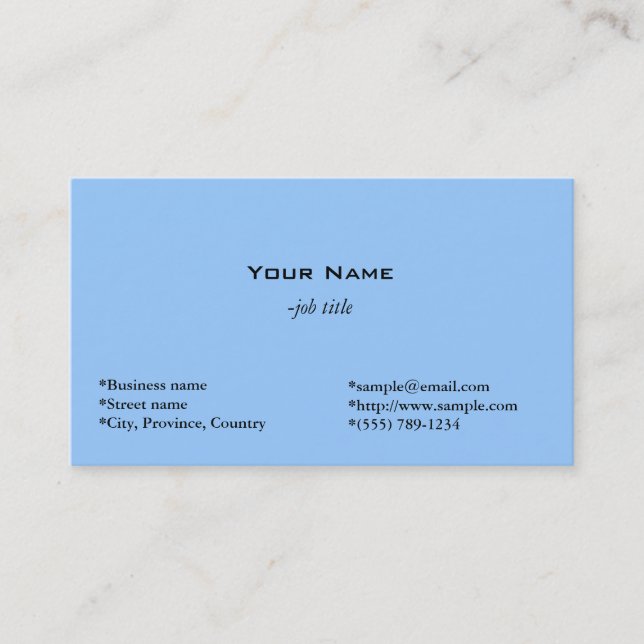Simple ,aqua blue business card (Front)