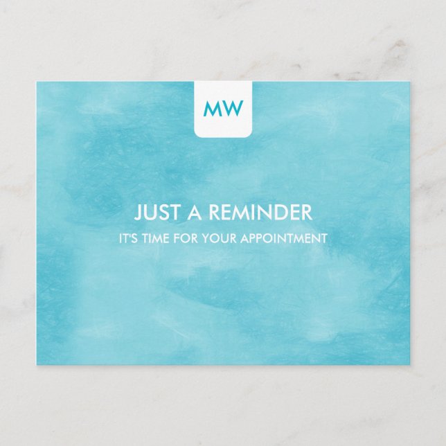 Simple Aqua Chic Appointment Reminder QR Code Postcard (Front)