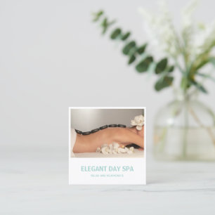 Simple Aqua Elegant Spa Modern Square Business Card