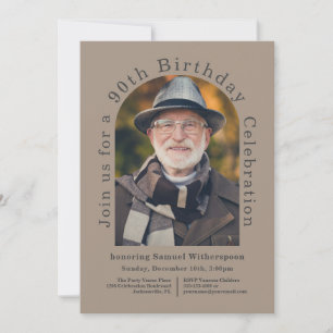 Simple Arch 90th Birthday Party with Photo Invitation