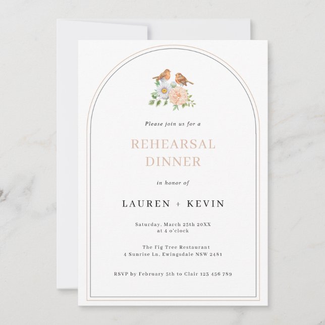 Simple arch love birds rehearsal dinner (Front)
