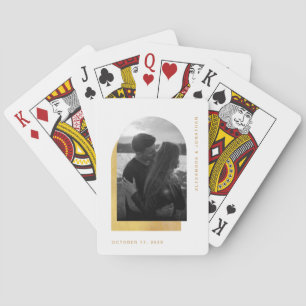 Simple Arch   Modern Gold and White with Photo Playing Cards