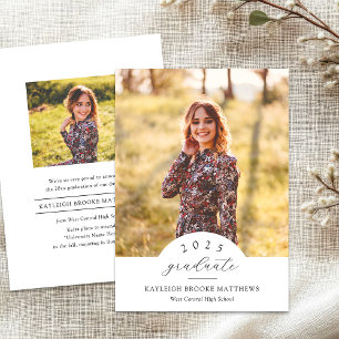 Simple Arched Year 2 Photo Graduation Announcement