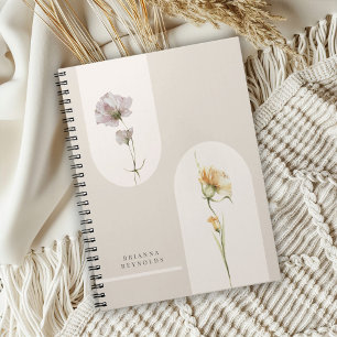 Simple Arches Boho Wildflowers on Neutral Beige Notebook