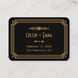 Simple Art Deco Black Wedding Place Cards