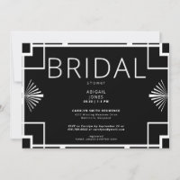 Simple Art Deco Frame Black & White Bridal Shower