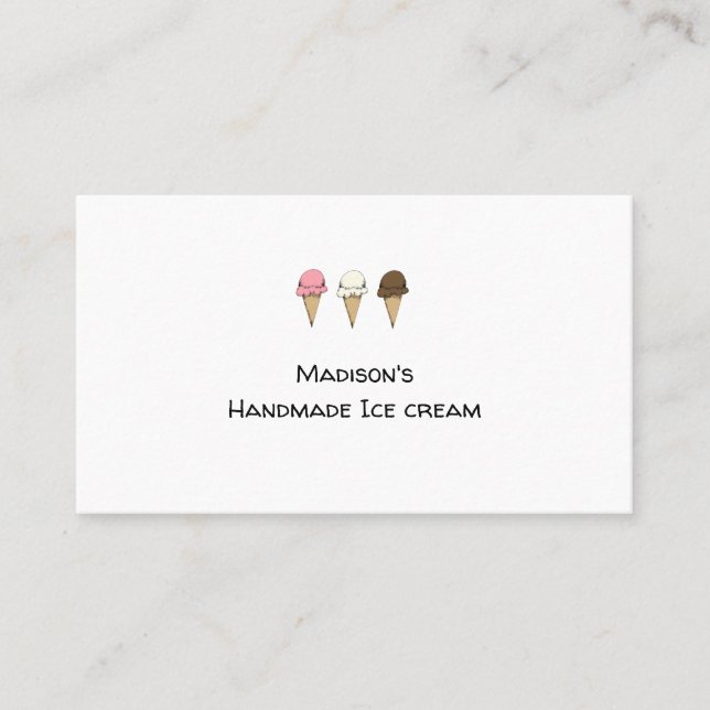 Simple Artisan Ice Cream Maker Customizable Business Card (Front)