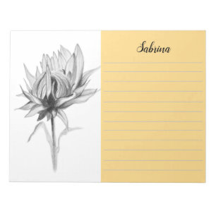 Simple Artistic Sunflower Drawing in Black Pencil Notepad