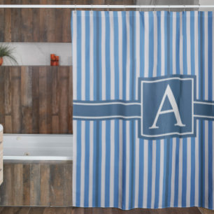 Simple Asst Sizes Blue and White Stripes Monogram